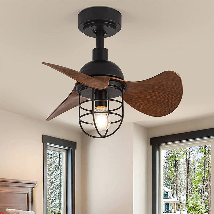 Zeitgenössischer Deckenventilator aus dunklem Walnussholz mit Lichtern