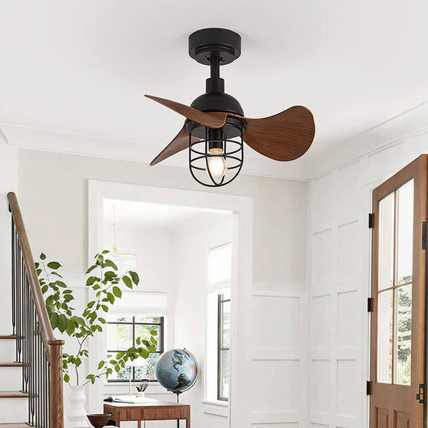 Zeitgenössischer Deckenventilator aus dunklem Walnussholz mit Lichtern