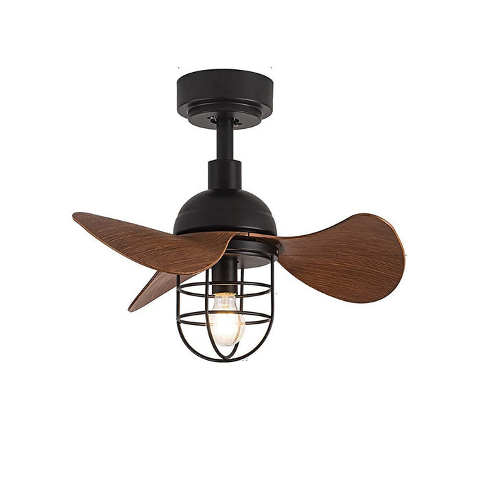 Zeitgenössischer Deckenventilator aus dunklem Walnussholz mit Lichtern