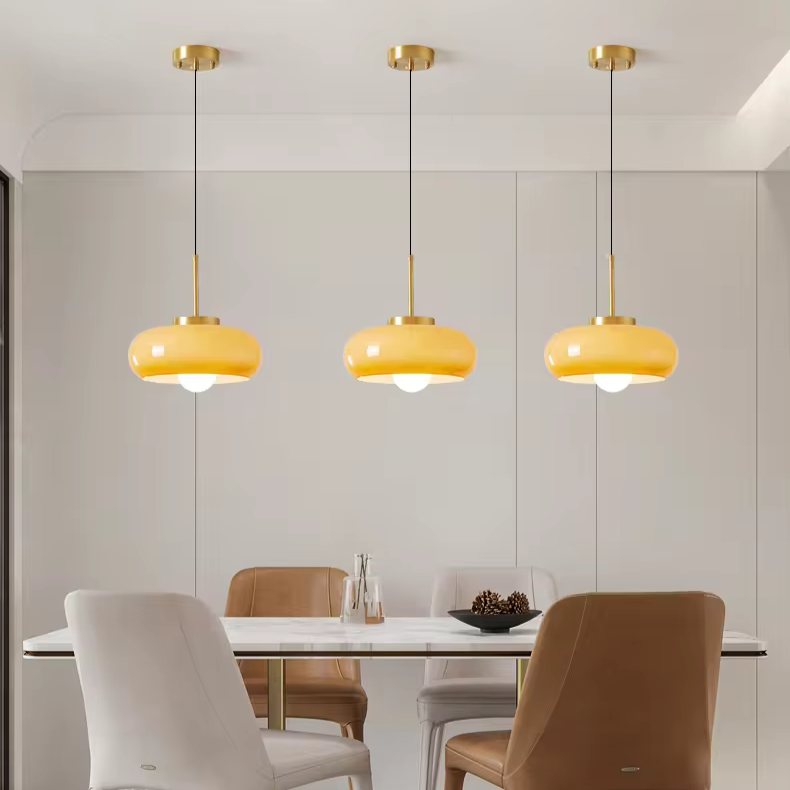 Moderner Kronleuchter aus Kupfer und Glas