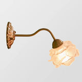 Vintage Kupfer-Blütenblatt-Glas-Wandlampe