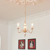Cremefarbener Glas-Kronleuchter, amerikanischer Retro-Kronleuchter aus Metall, Lampe für Schlafzimmer