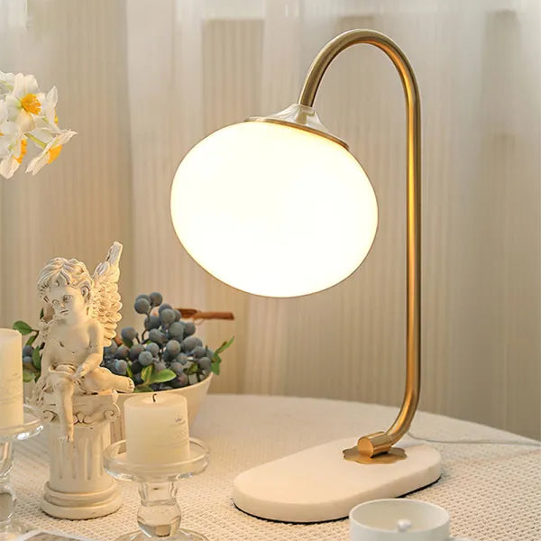 Marshmallow Tischlampe aus Metall und Glas