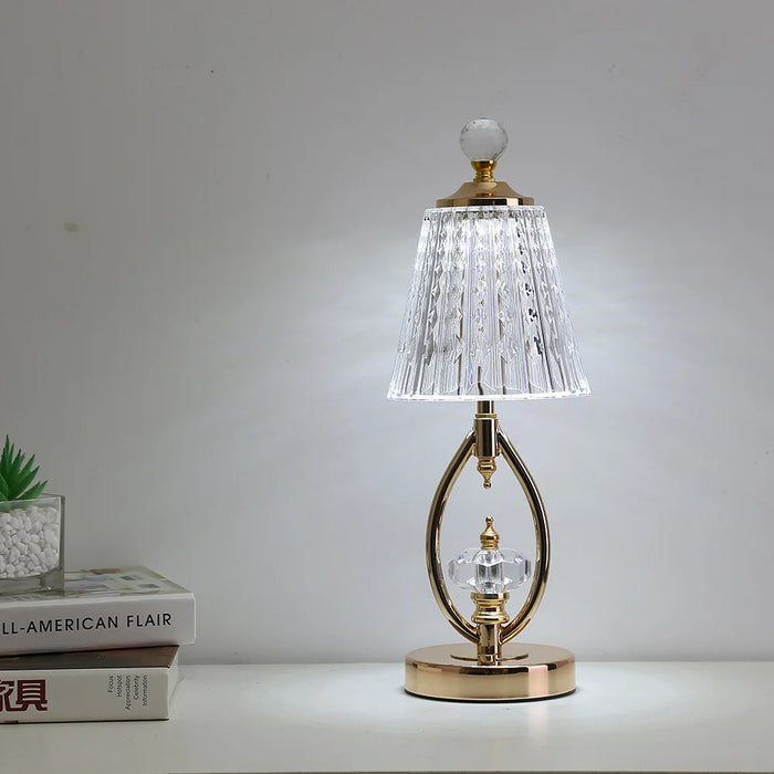 Vintage Goldene Tischlampe aus Kristall