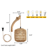 NaturLume Bambus Wandlaterne – Handgeflochtene Wandleuchte aus Rattan mit E27 Sockel