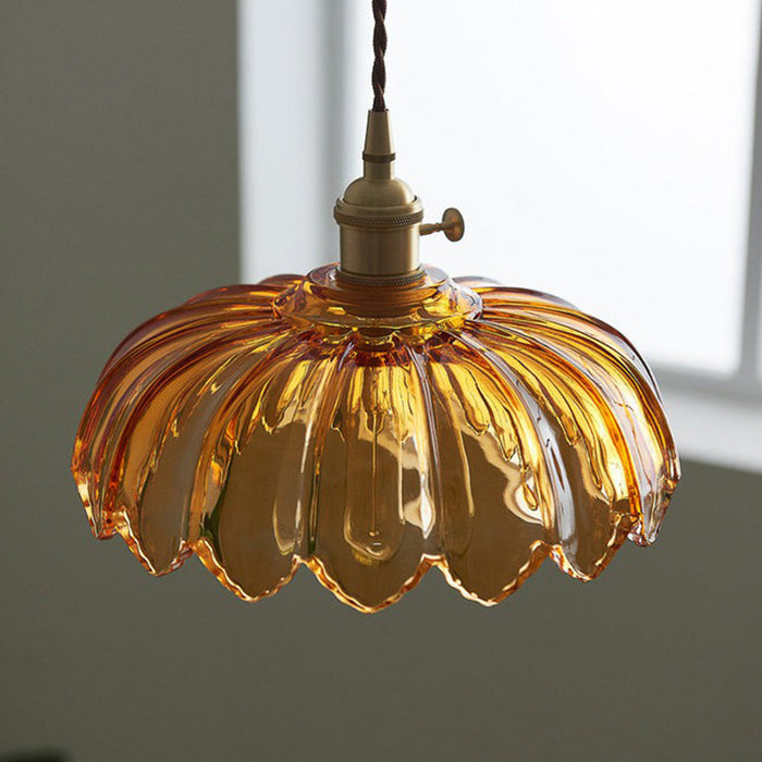 Vintage Glasblumen-Hängelampe