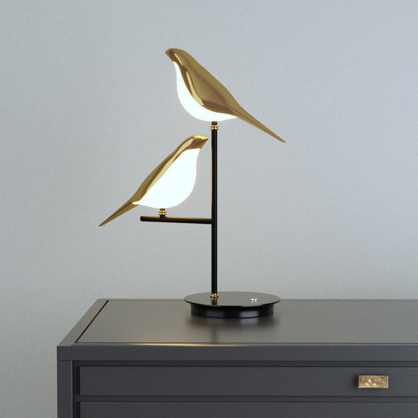 BirdLamp – Stilvolle LED-Tischlampe mit goldenem Vogel-Design
