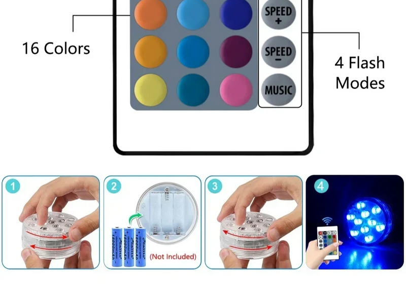 LUMISNAP 10-LED RGB Unterwasser-Magnetleuchten