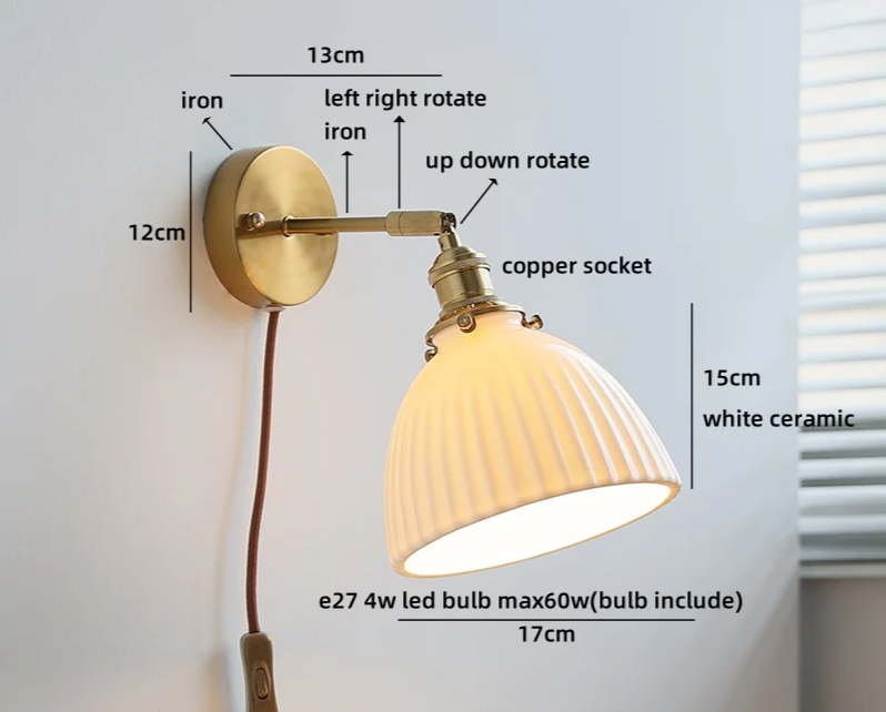Kyotaro Wandleuchte – Japanische Keramik-Wandlampe mit LED-Kompatibilität