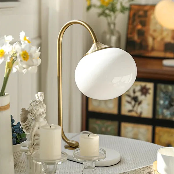 Marshmallow Tischlampe aus Metall und Glas