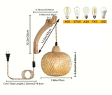 NaturLume Bambus Wandlaterne – Handgeflochtene Wandleuchte aus Rattan mit E27 Sockel