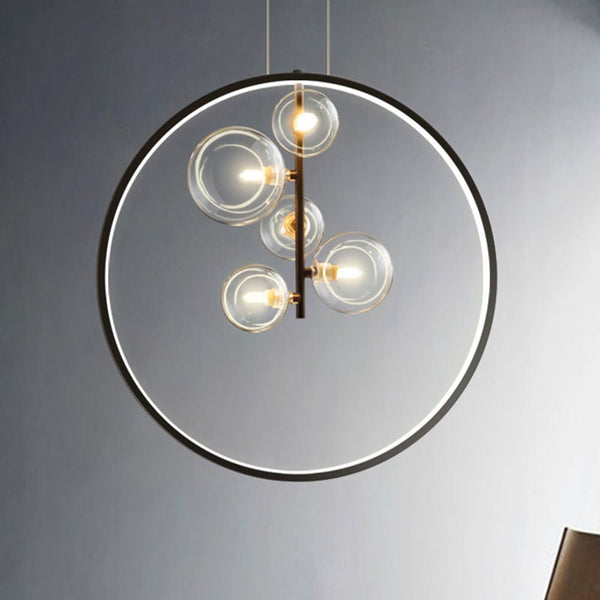 Nordische Pendelleuchten aus Blasenglas mit Ring