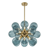 Cluster-Kronleuchter aus blauem Glas mit Kugel