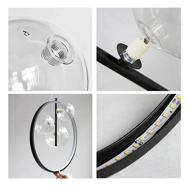 Nordische Pendelleuchten aus Blasenglas mit Ring