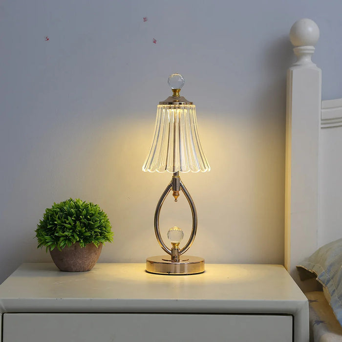 Vintage Goldene Tischlampe aus Kristall