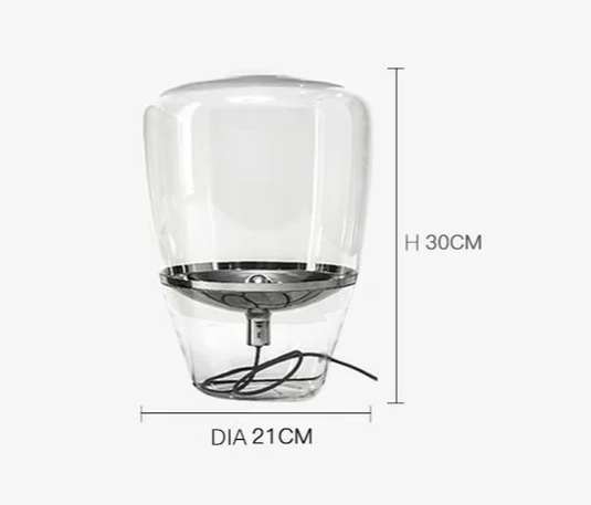AuroraGlow – Nordische Designer LED Tischlampe aus Glas