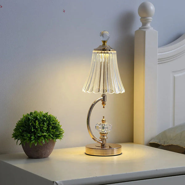 Vintage Goldene Tischlampe aus Kristall