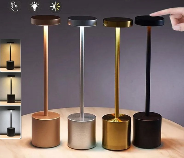 LumiÉlan – Klassische Wiederaufladbare Tischlampe mit Touch, 3 Farben & Stufenloser Dimmung