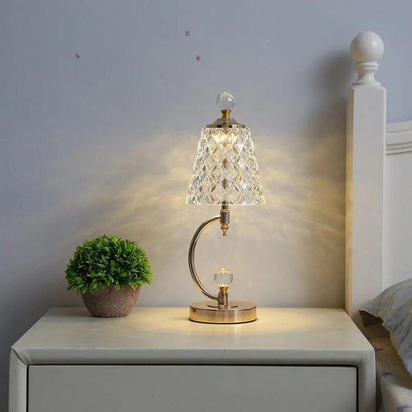 Vintage Goldene Tischlampe aus Kristall