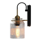 Vintage Wandlampe mit geripptem Glasschirm