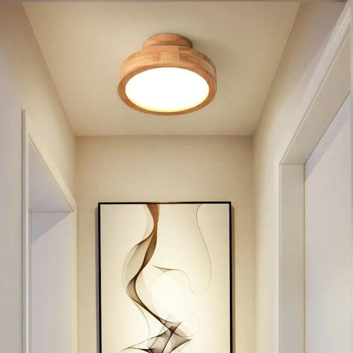 Runde Deckenlampe aus Holz