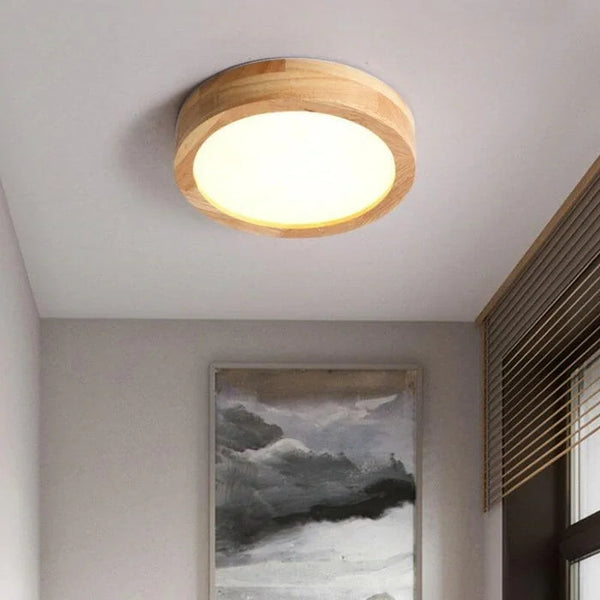Runde Deckenlampe aus Holz