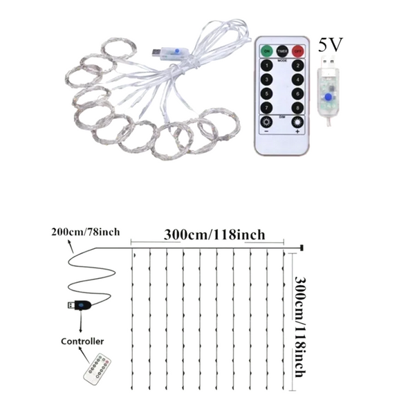 LumiCurtain USB LED Vorhanglichter mit Fernbedienung