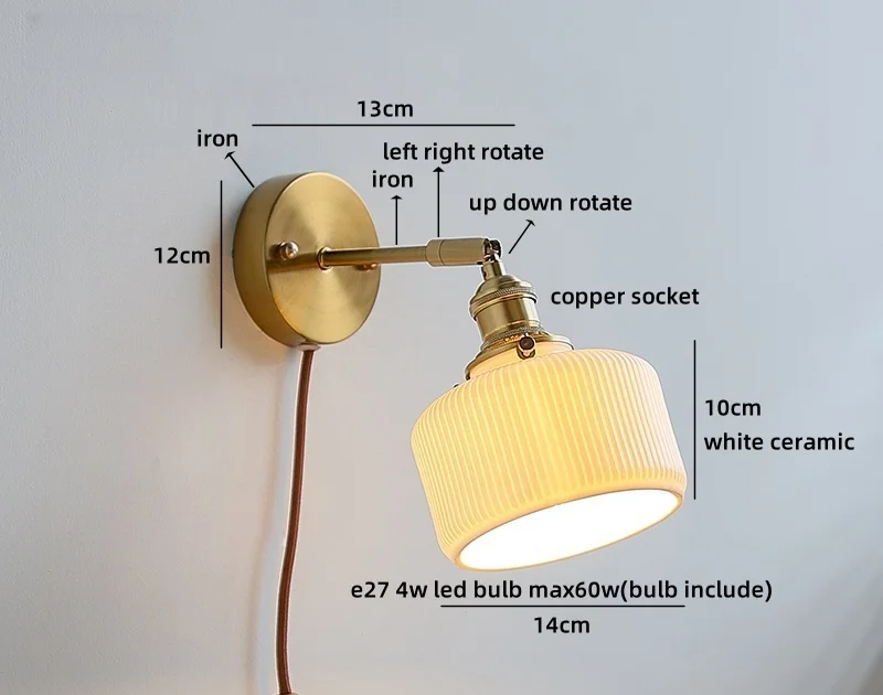 Kyotaro Wandleuchte – Japanische Keramik-Wandlampe mit LED-Kompatibilität