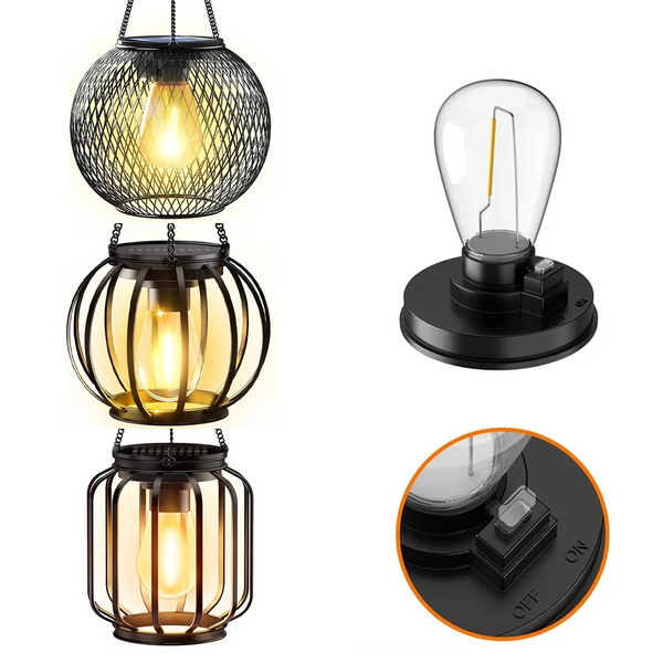 Ortiny Solar LED Gartenlaterne – Warmweißes Licht mit Sensor & Hängedekor