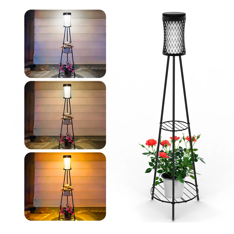 SolarBloom Solar-Gartenleuchte mit Pflanzenständer – Deko-Laterne für Terrasse, Garten & Balkon