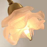 Vintage Kupfer-Blütenblatt-Glas-Wandlampe