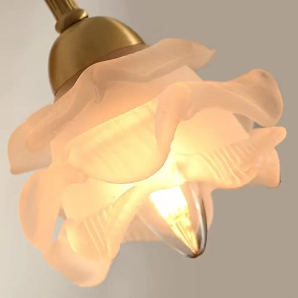 Vintage Kupfer-Blütenblatt-Glas-Wandlampe