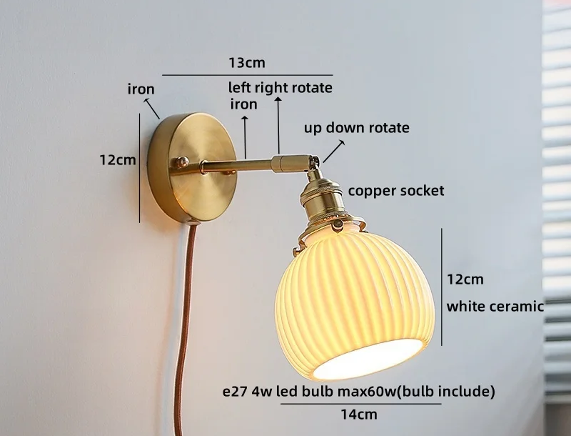 Kyotaro Wandleuchte – Japanische Keramik-Wandlampe mit LED-Kompatibilität