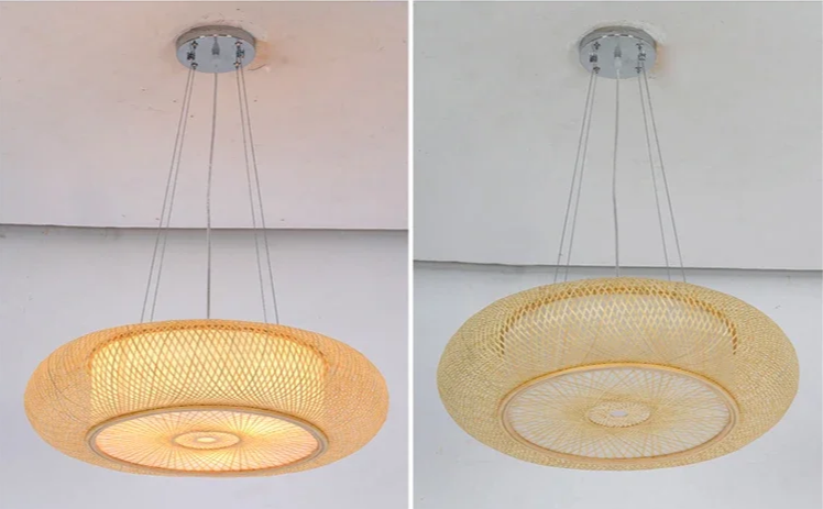 BambuLoom Grace: Handgefertigte Bambus-Rattan-Hängeleuchte