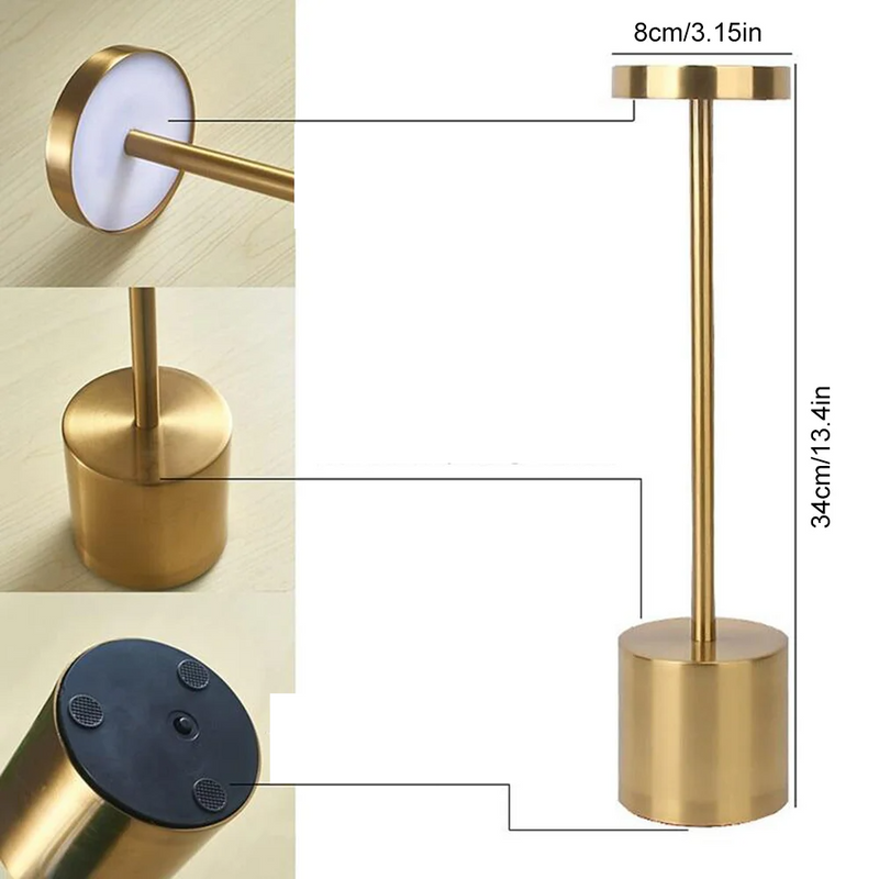 LumiÉlan – Klassische Wiederaufladbare Tischlampe mit Touch, 3 Farben & Stufenloser Dimmung