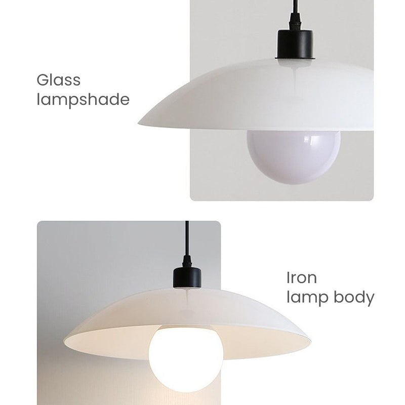 Minimalistische Hängelampe aus weißem Verbundglas