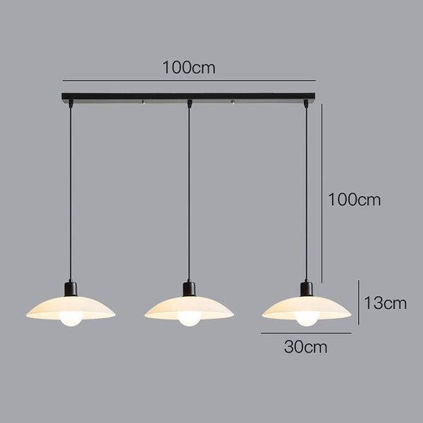 Minimalistische Hängelampe aus weißem Verbundglas