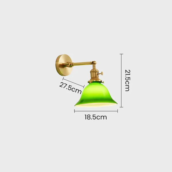 Einstellbar Vintage-Wandlampe aus grünem Glas