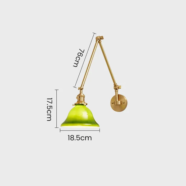 Einstellbar Vintage-Wandlampe aus grünem Glas