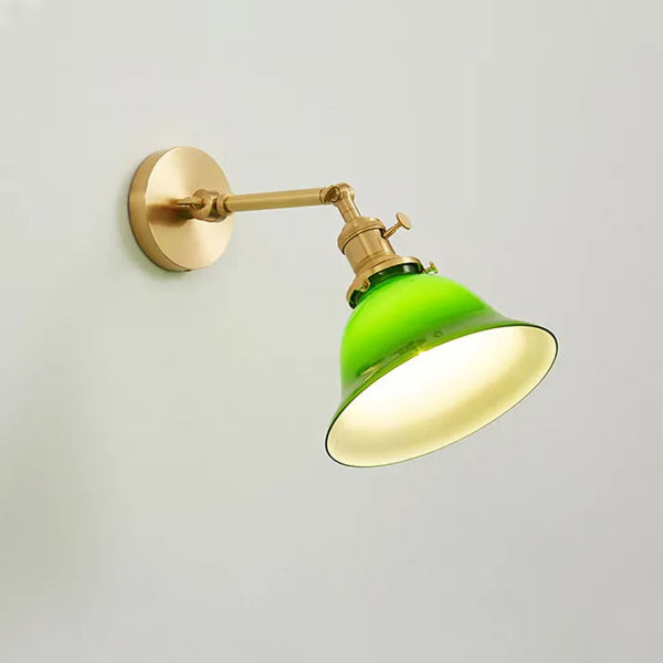 Einstellbar Vintage-Wandlampe aus grünem Glas