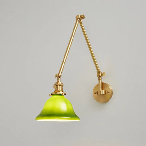 Einstellbar Vintage-Wandlampe aus grünem Glas