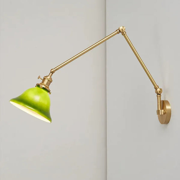 Einstellbar Vintage-Wandlampe aus grünem Glas
