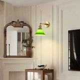 Einstellbar Vintage-Wandlampe aus grünem Glas