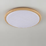 Runde, plissierte LED-Schlafzimmer-Deckenleuchte aus Holz