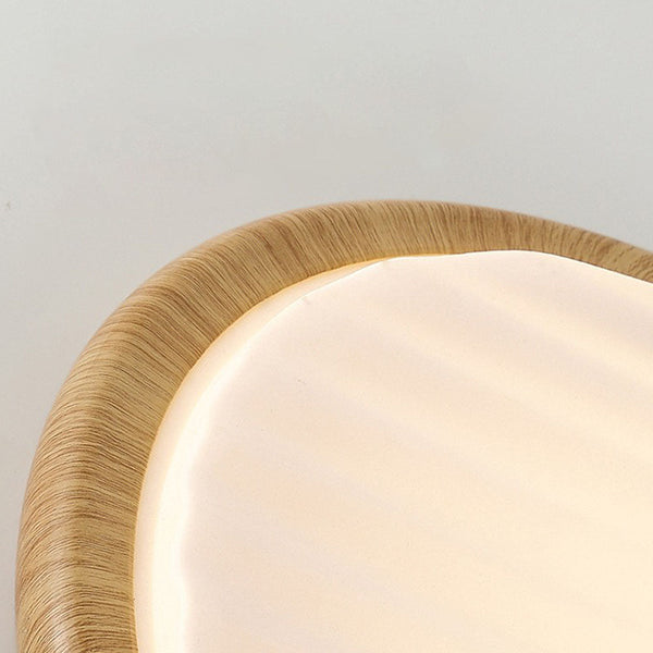 Runde, plissierte LED-Schlafzimmer-Deckenleuchte aus Holz