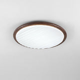 Runde, plissierte LED-Schlafzimmer-Deckenleuchte aus Holz