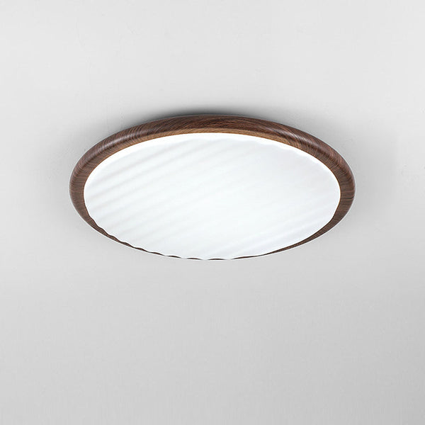 Runde, plissierte LED-Schlafzimmer-Deckenleuchte aus Holz