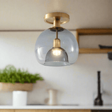 Moderne Deckenleuchte aus Glas in Grau