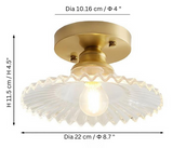 Gerippte Vintage-Deckenlampe aus klarem Glas