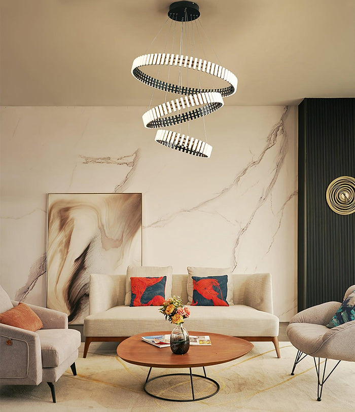 Eleganter hängender LED-Kronleuchter mit warmem, neutralem und kühlem Licht